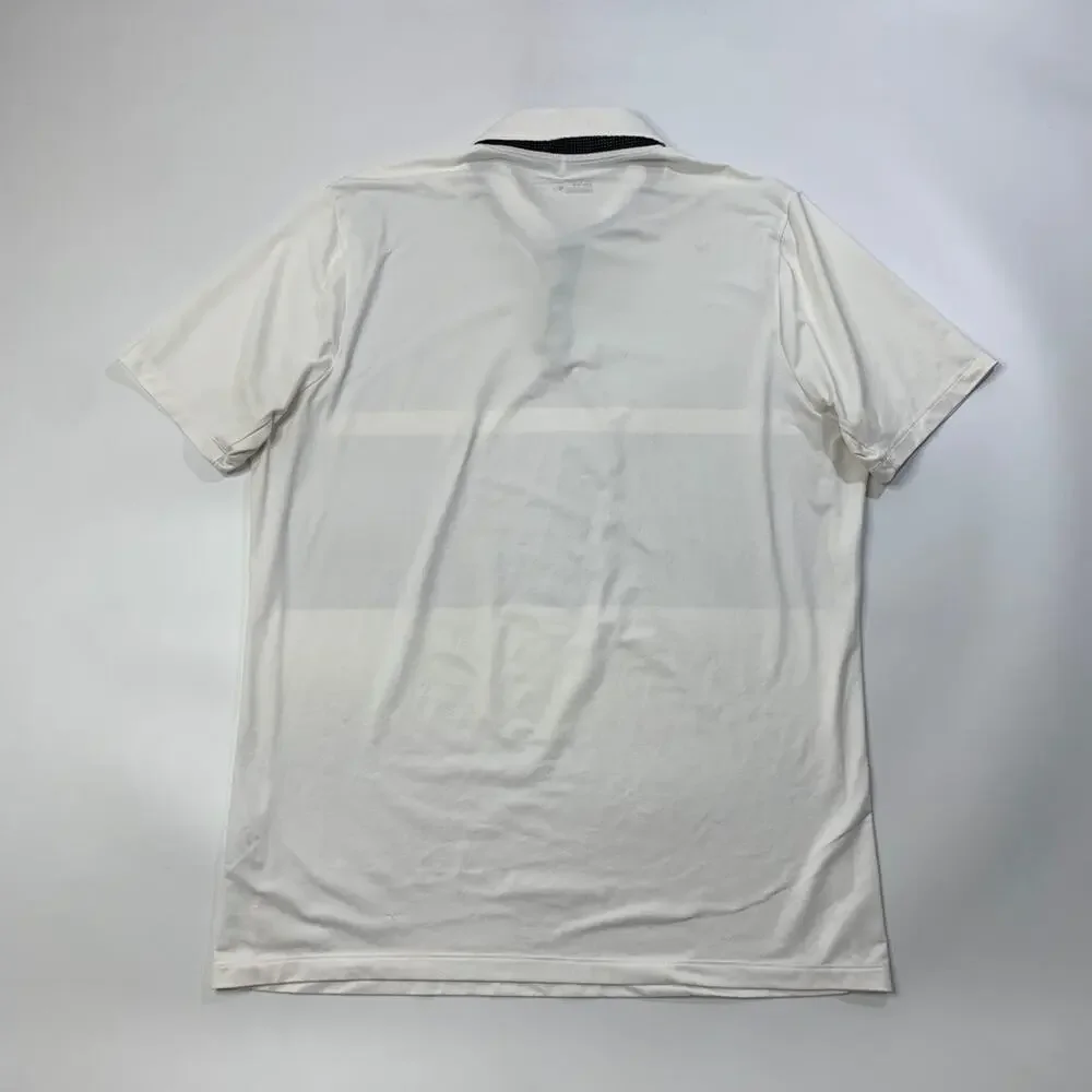 Nike Polo Shirt Mens XL White Graphite‎ Grey Momentum Golf Dri Fit Modern Fit
